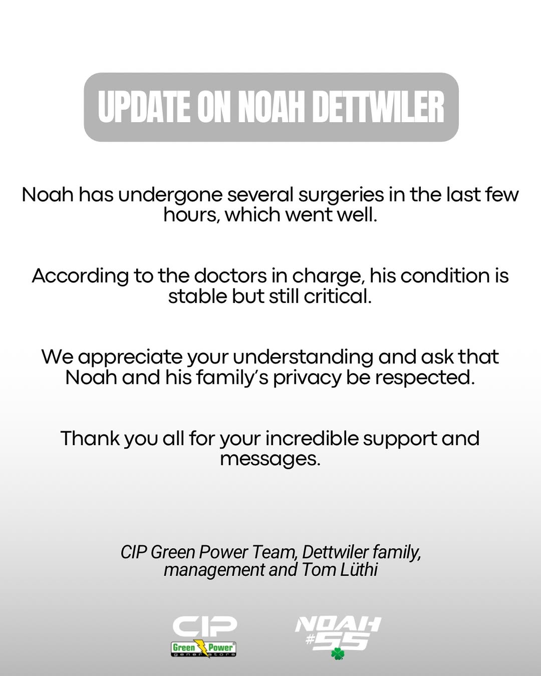 ACTUALIZACIóN DEL ESTADO DE NOAH DETTWILER